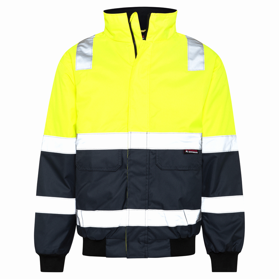Taped Waterproof Hi Vis Bomber Jacket - Yellow/Navy - Delta Safety ...